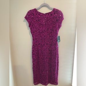NWT Marina Lace Cap Sleeve Sheath Dress Size S